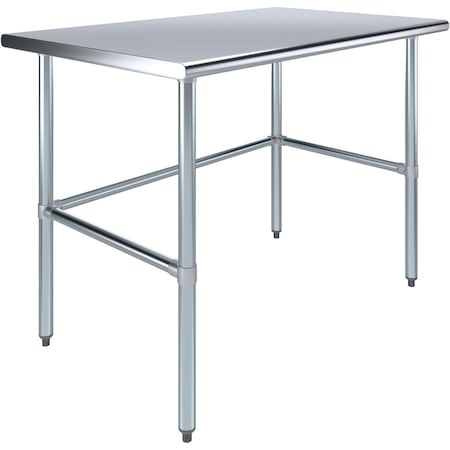 Amgood 30 in. x 48 in. Open Base Stainless Steel Metal Table WT-3048-RCB-Z